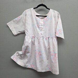 VINTAGE Delivery Ltd. Shirt Womens Large Pink Floral Made USA Tie Back 90s